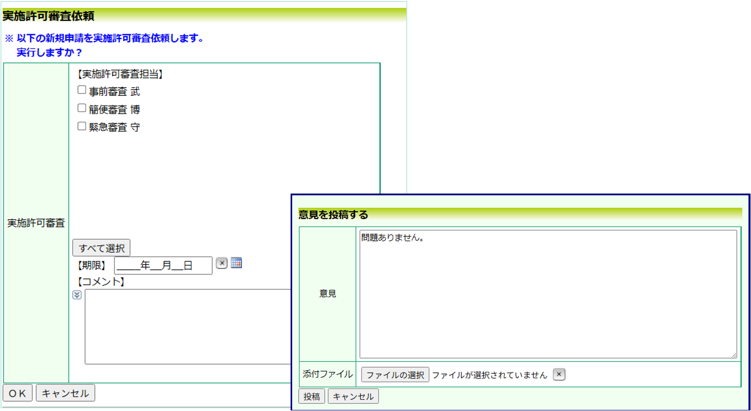 専門家の確認フロー、実施許可審査フロー